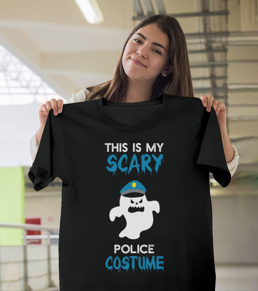 This Is My Scary Police Costume with Ghost and Officer Hat T-Shirt