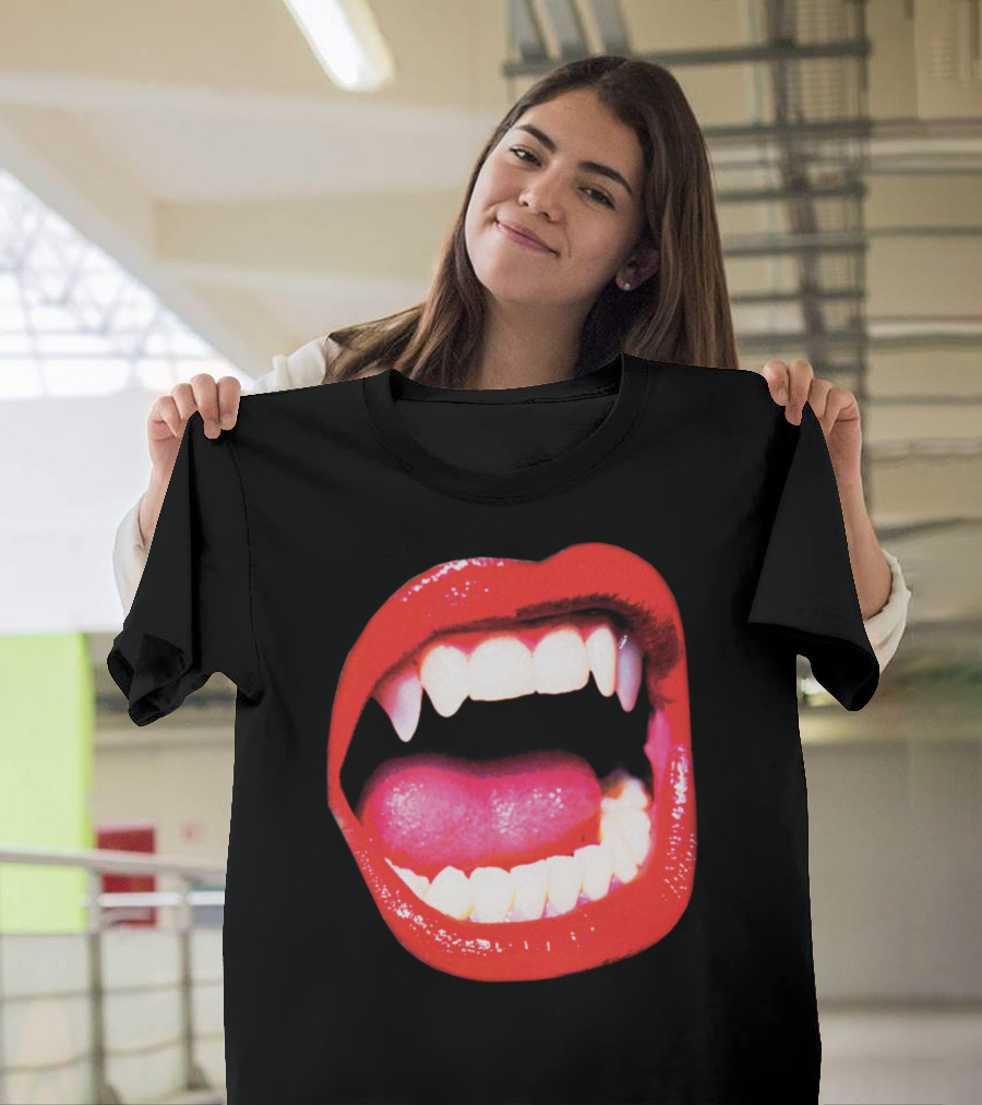 Vampire Fangs Red Lips Open Mouth Iconic T-Shirt