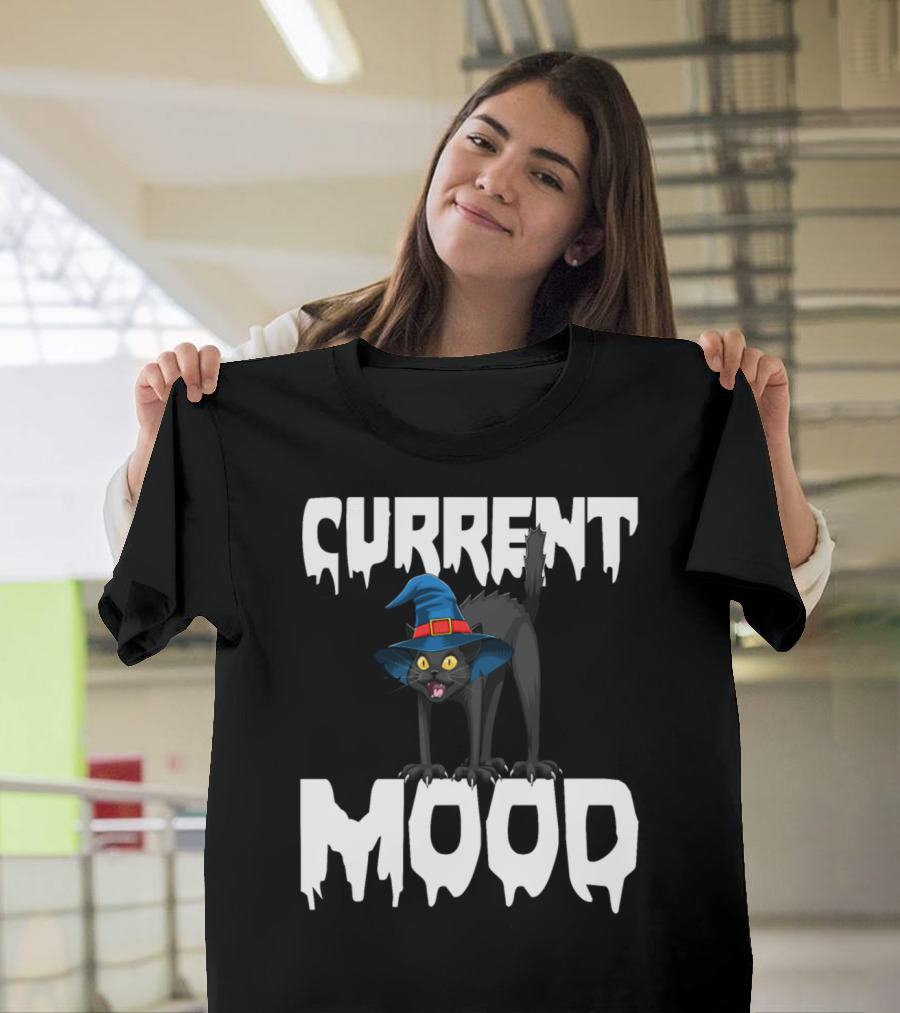 Current Mood Witch Cat Halloween Horror T-Shirt