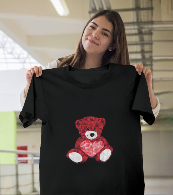 Women's Teddy Bear Heart Low Poly T-Shirt