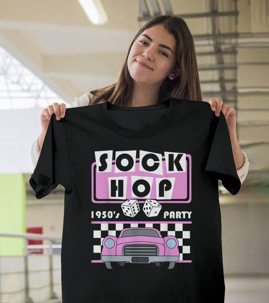 1950s Sock Hop Party Pink Car and Dice 50s T-Shirt