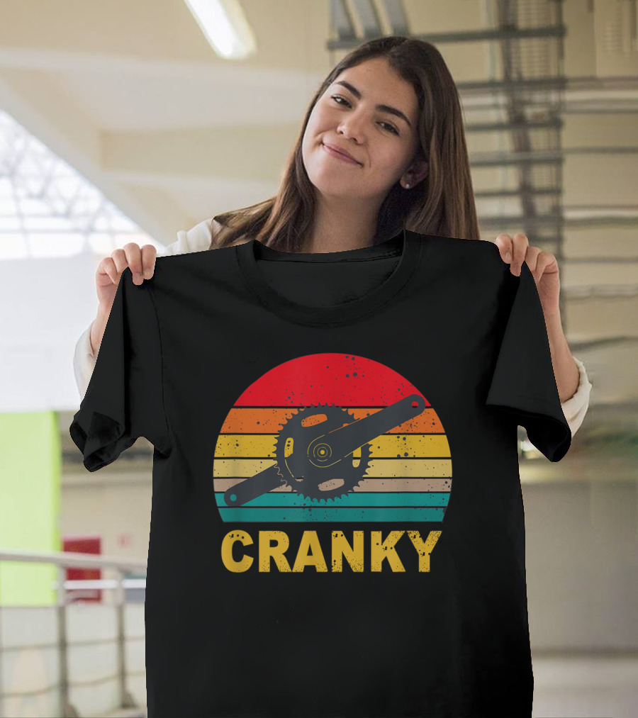 Cranky Bicycle Vintage Cycling Lovers Retro Sunset Gear T-Shirt