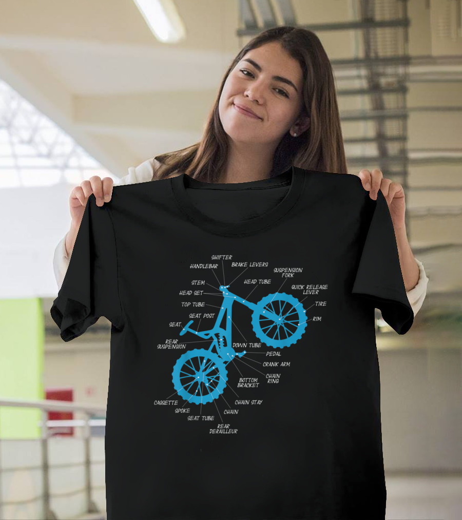 Fully MTB Anatomy Bicycle Parts Diagram T-Shirt