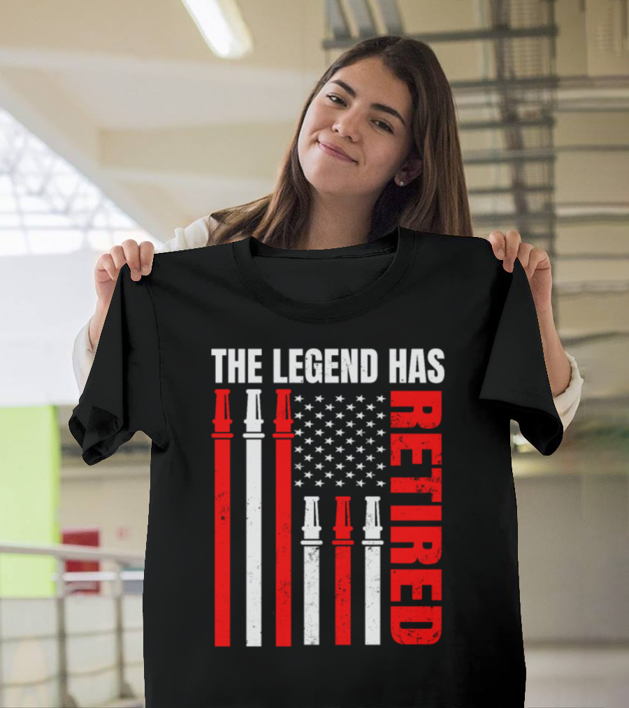 The Legend Has Retired Firefighter US Flag T-Shirt