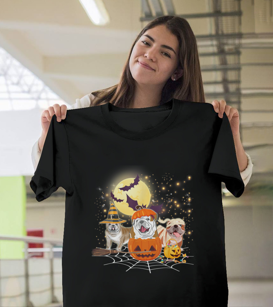Halloween English Bulldog Pumpkin Moon Magic T-Shirt