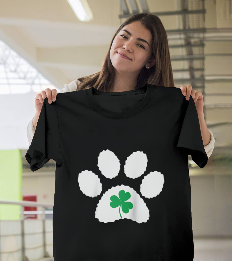 Paw Print Shamrock Dog Owner Lover T-Shirt
