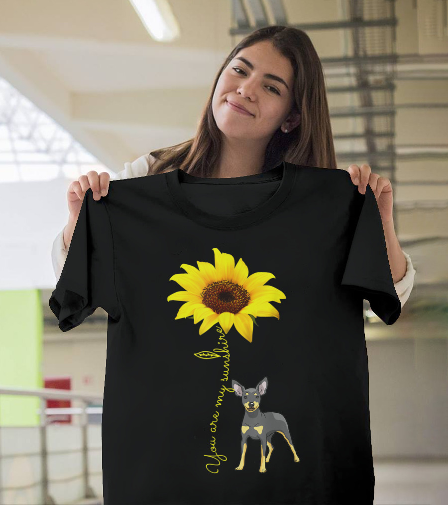 You Are My Sunshine Sunflower Miniature With Dog T-Shirt