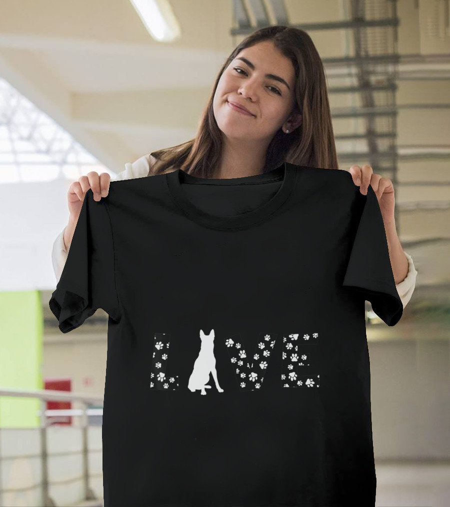 Belgian Malinois Heart Valentines Day Live Paw Dog T-Shirt