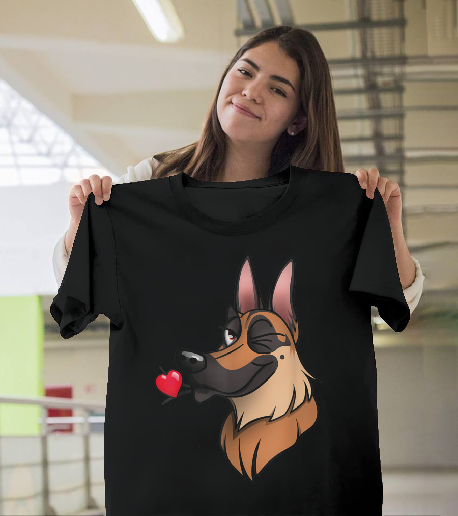 Flirty German Shepherd Wink With Heart T-Shirt