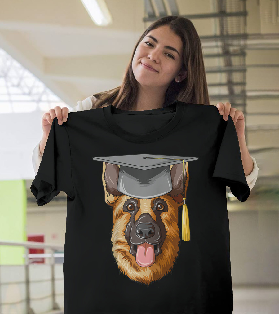 German Shepherd Graduation Graduate Hat Germa Academic Canine T-Shirt