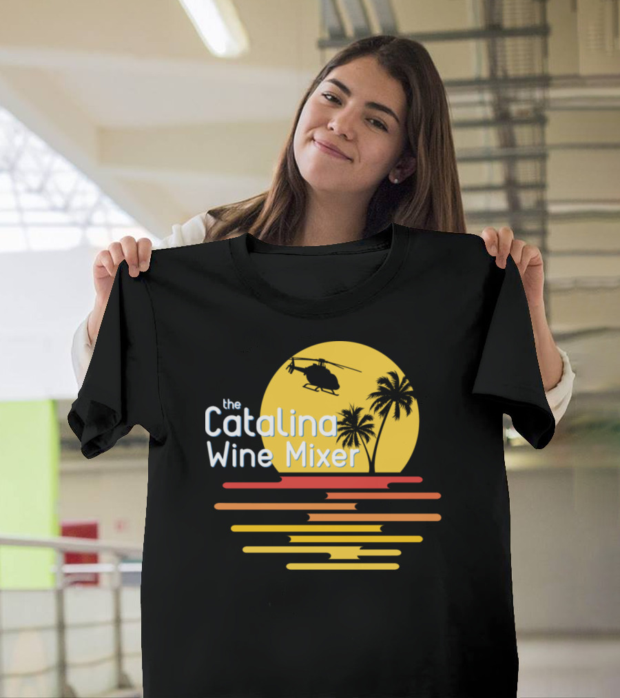 The Catalina Wine Mixer Sunset Helicopter Palms T-Shirt