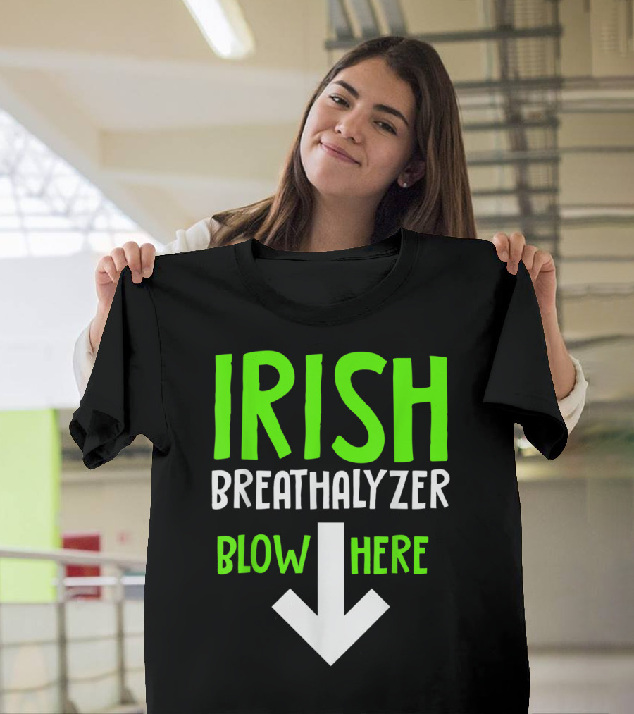 Irish Breathalyzer Blow Here Arrow T-Shirt