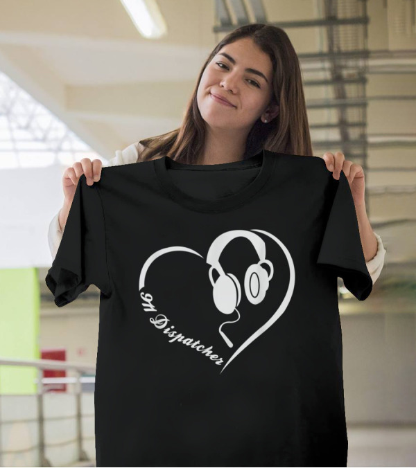 911 Dispatcher Headset Heart Love T-Shirt