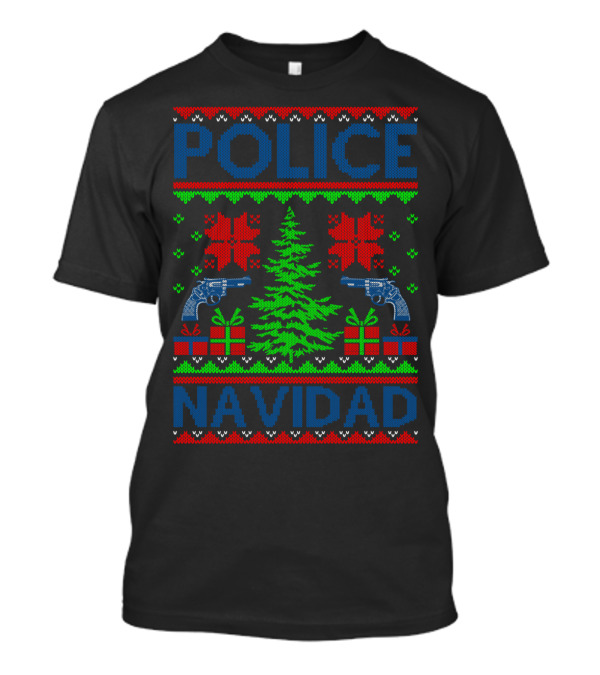 Police Navidad Christmas Tree Guns T-Shirt