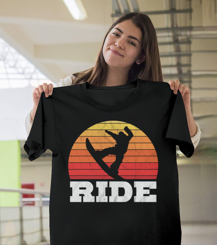 Ride Snowboarding Retro Silhouette Sunset T-Shirt