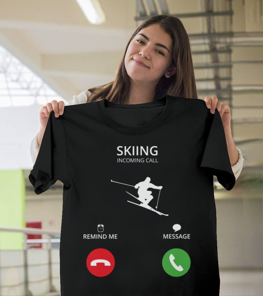 Skiing Incoming Call Reminder Message Visual with Ski T-Shirt