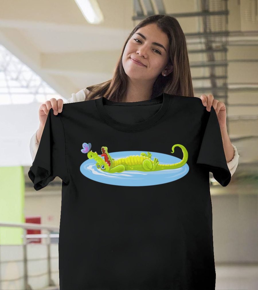 Crocodile in Water with Butterfly T-Shirt