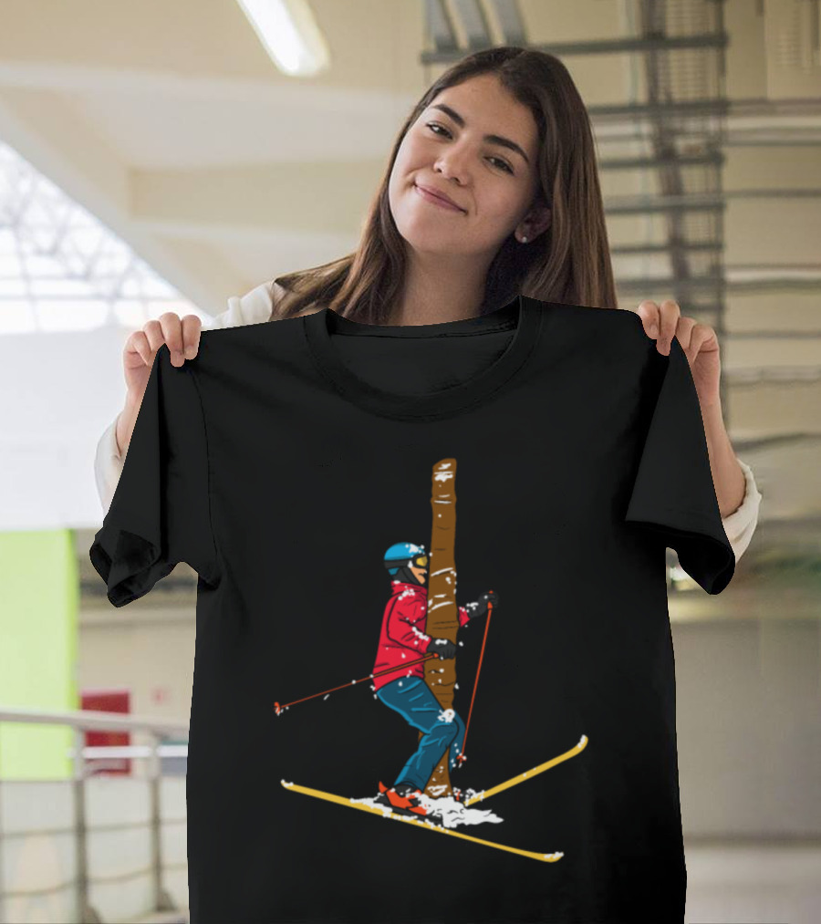 Funny Skiier Bumped Into Tree Skiing mishap T-Shirt