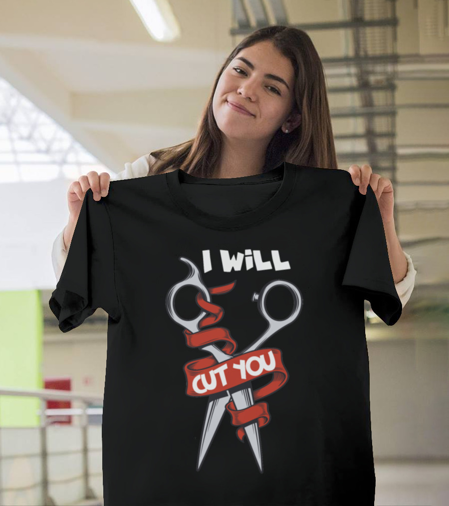 I Will Cut You Scissors Red T-Shirt