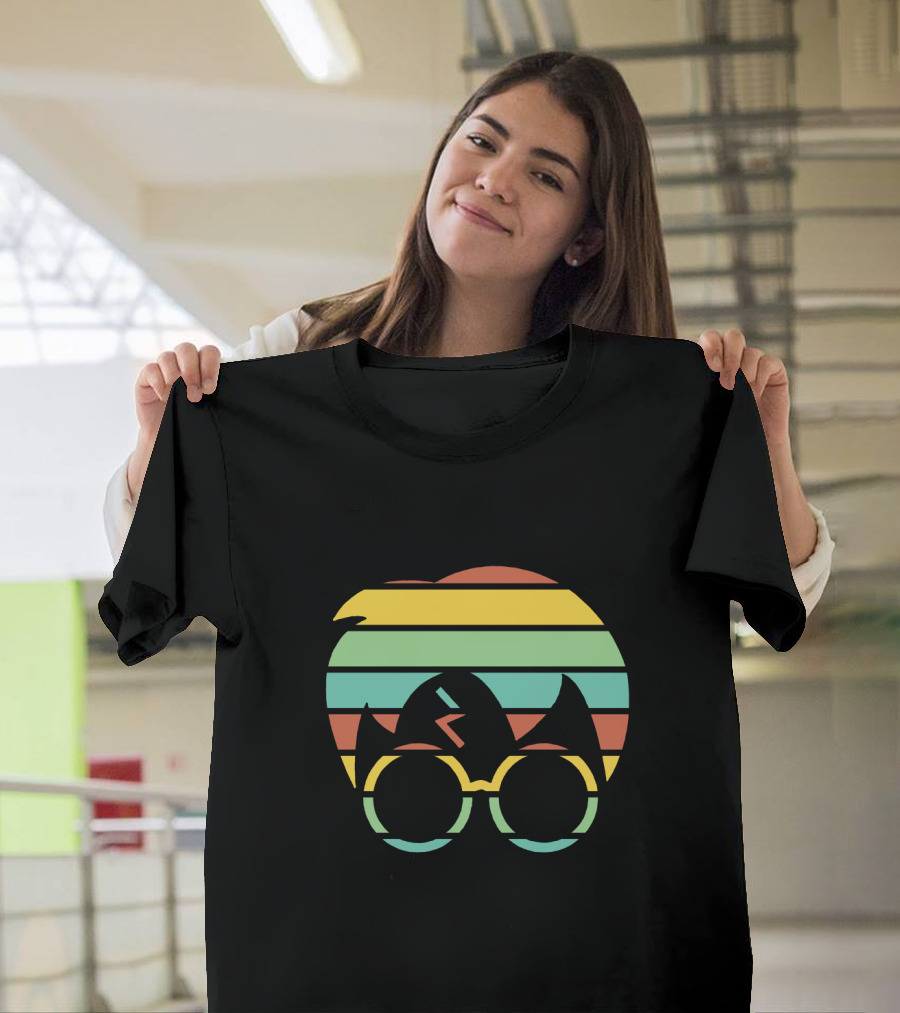 Order Expression Tees Harry Glasses Lightning Bolt Hair Rainbow Stripes T-Shirt
