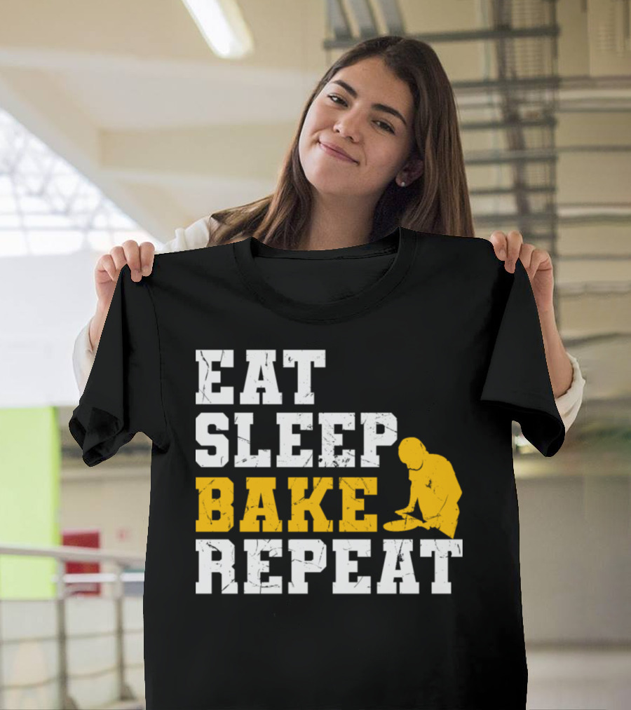 Eat Sleep Bake Repeat Baker Baking Enthusiast Pattern Chef T-Shirt