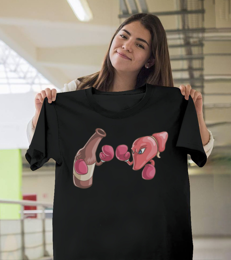 Beer Liver Boxing Anthropomorphic Showdown Fight T-Shirt
