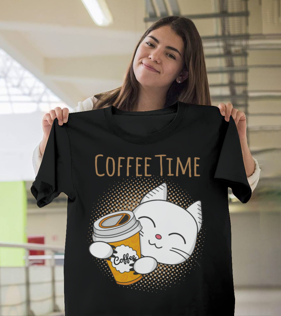 Coffee Time Coffee Cat Kittens Hugging Coffee Cup T-Shirt