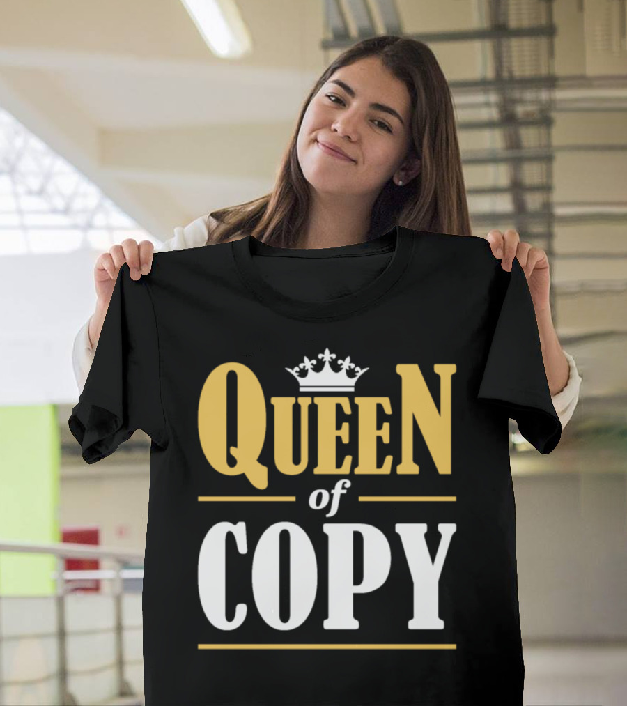 QUEEN OF COPY Text with Crown T-Shirt