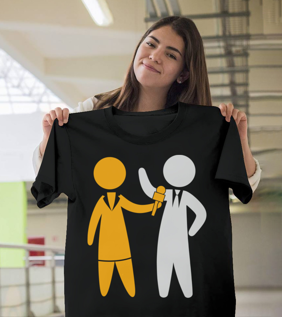 Reporter Conducts Interview with Microphone Icon Duo T-Shirt