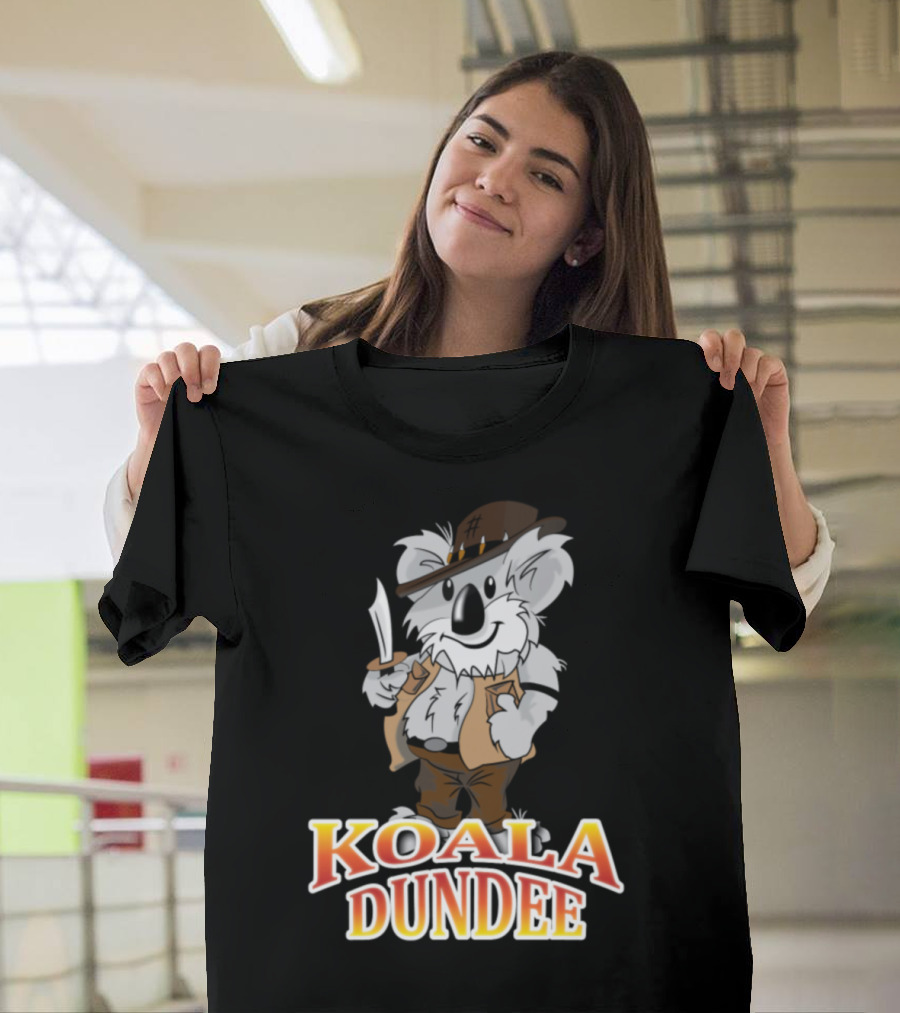 Koala Dundee Cartoon Character with Hat and Knife T-Shirt