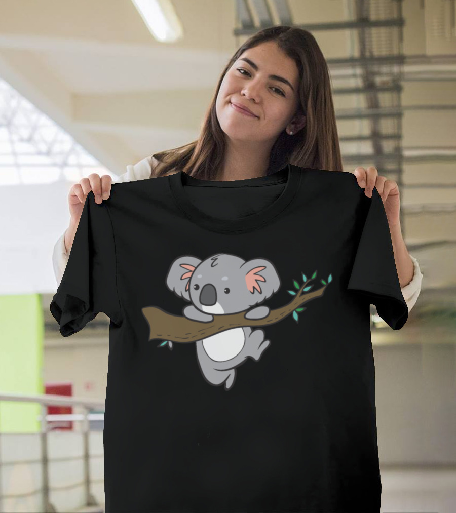 Koala Hanging on Branch Cute Cartoon T-Shirt