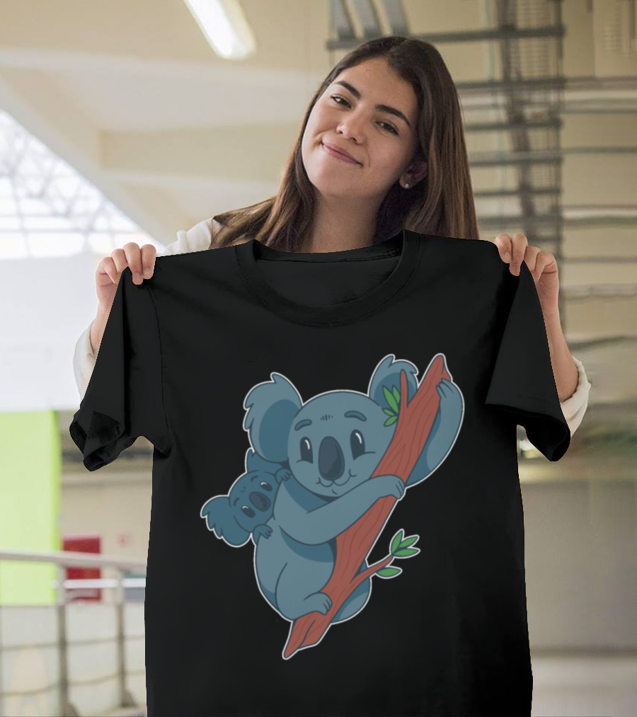 Koala Koala Babyhdd0f Cute Cartoon Koalas Hugging Tree T-Shirt