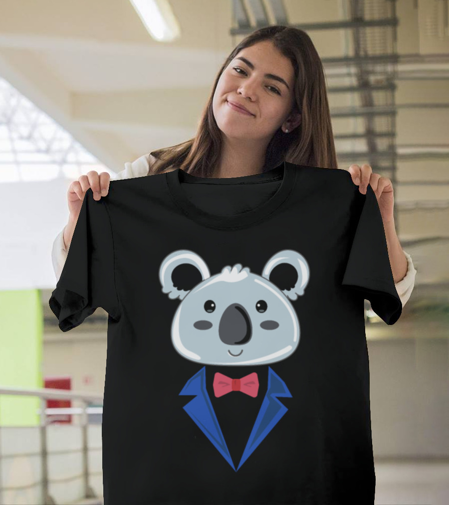 Koala Wearing Blue Suit and Red Bow Tie T-Shirt