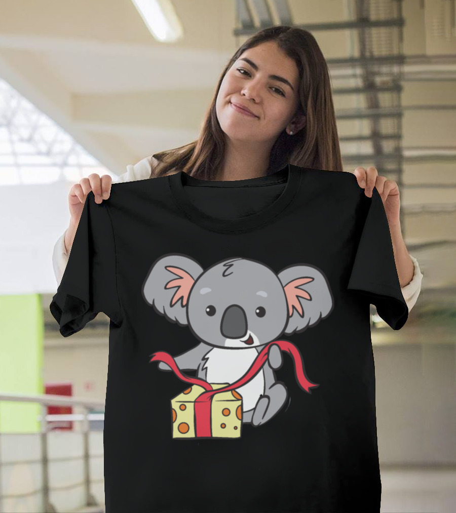 Koala with Gift Box and Red T-Shirt