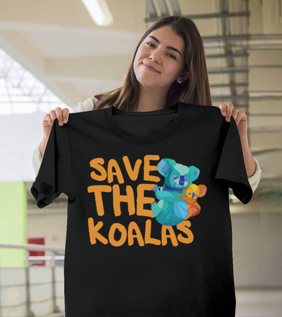 SAVE THE KOALAS Cute Colorful Koala with Baby T-Shirt