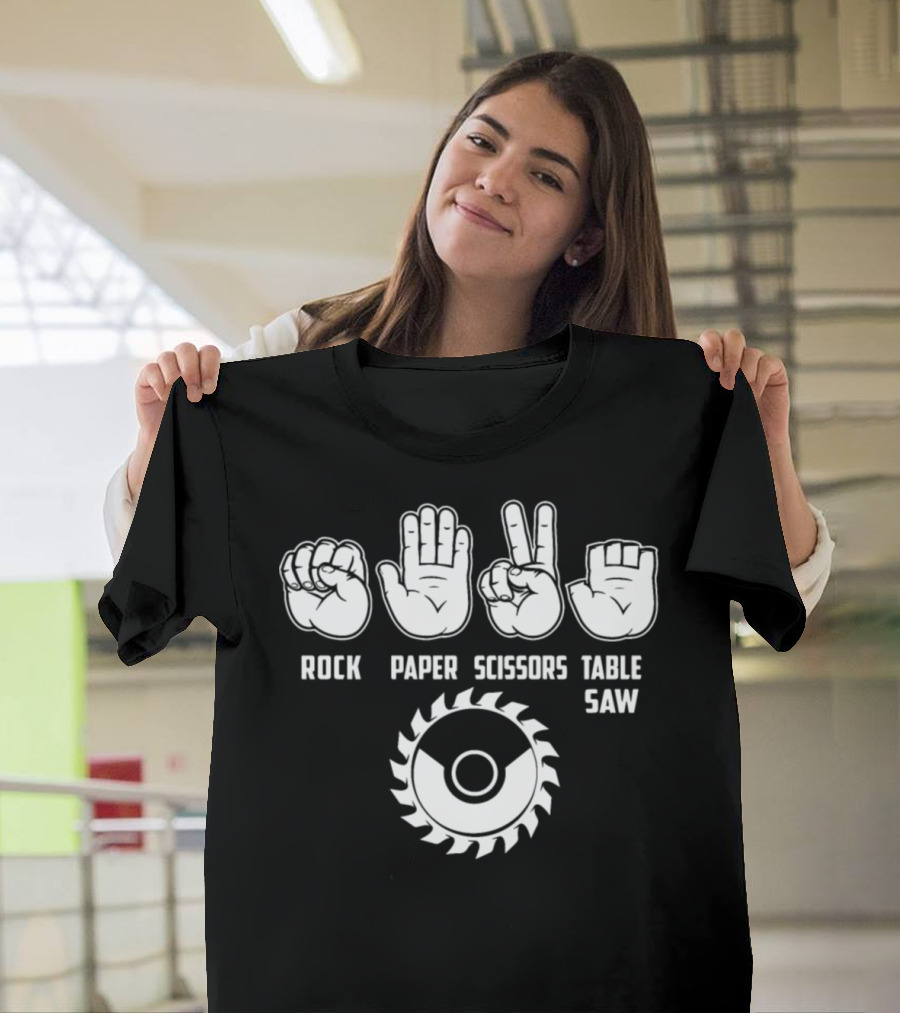 Rock Paper Scissors Table Saw Awesome Carpenters T-Shirt