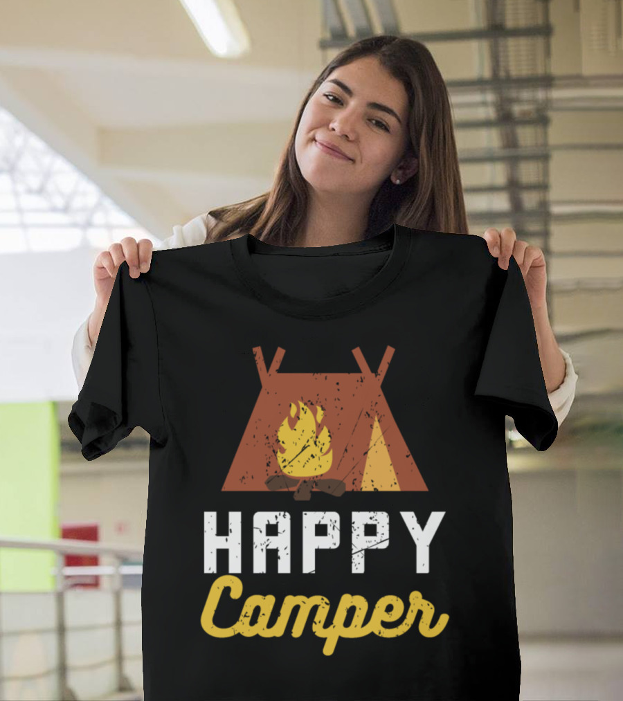 Happy Camper Tent with Campfire T-Shirt