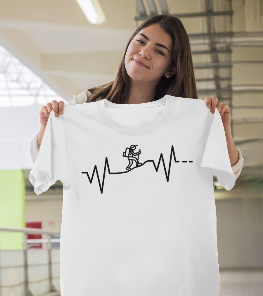 Heartbeat Hiking Summit Climbing Adventure Hiker T-Shirt