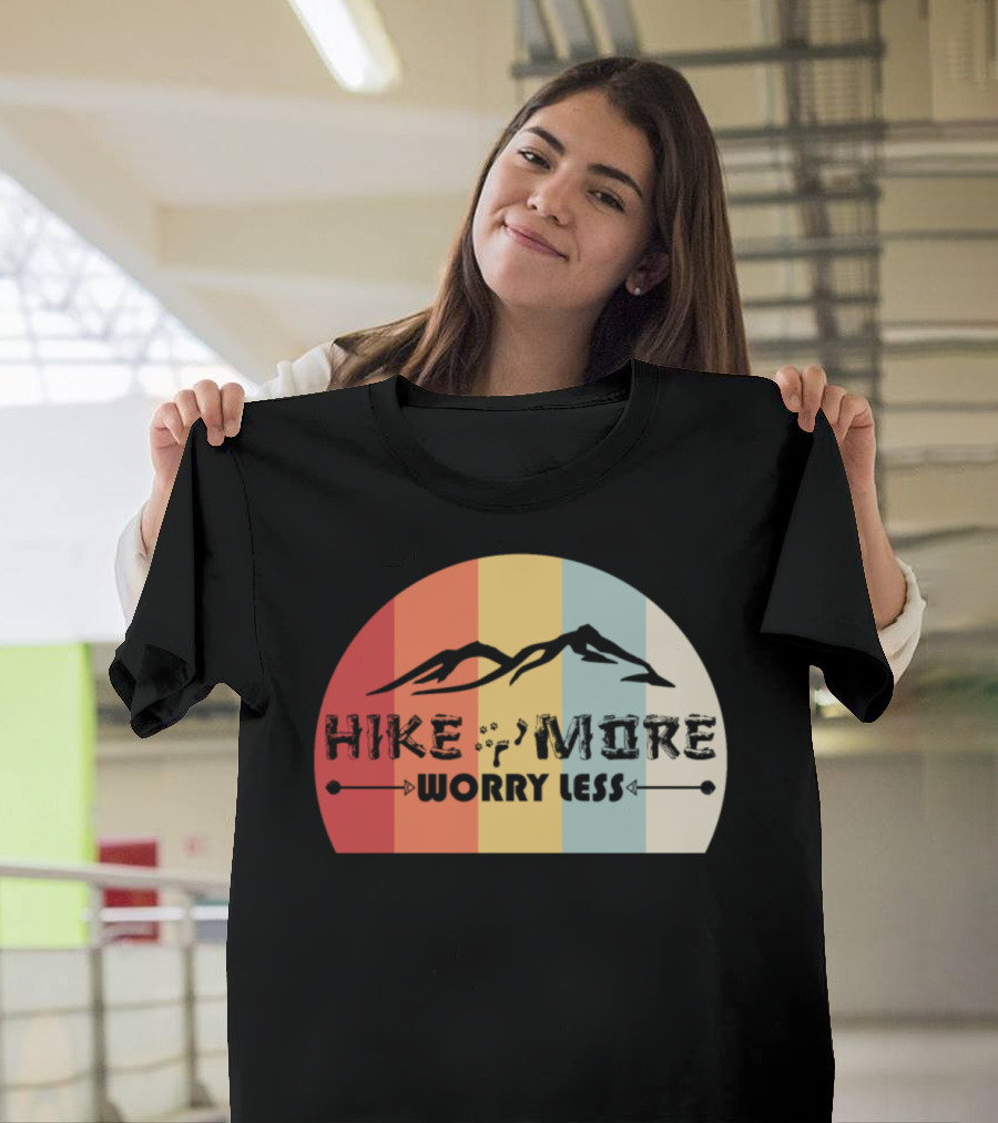 Hike More Worry Less Vintage Berg Mountain Stripes T-Shirt