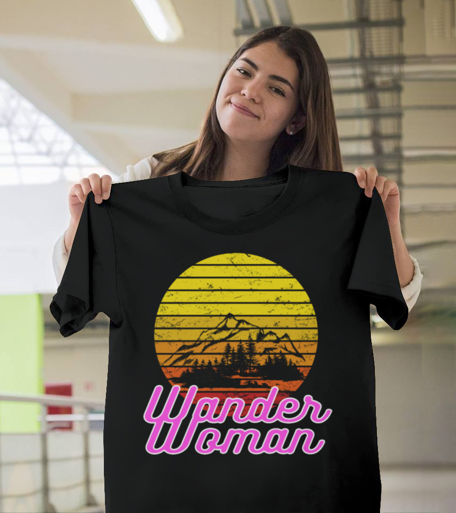 Wander Woman Retro Hiking Sunset Mountain Vintage T-Shirt