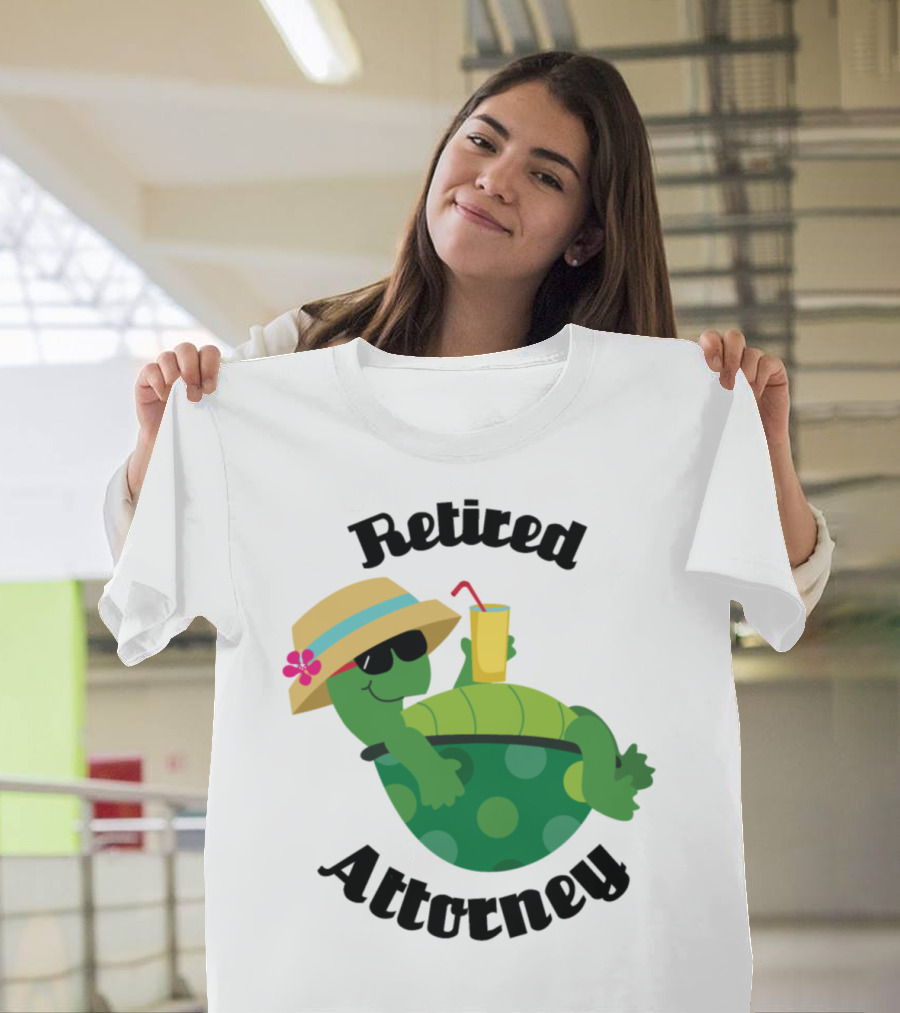 Retired Attorney Relaxing Turtle with Drink and Hat T-Shirt