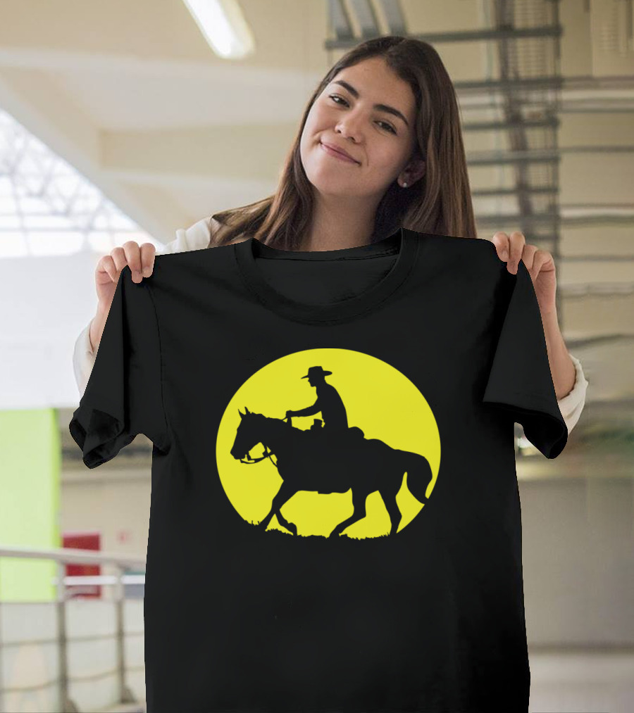 Cowboy Riding at Sunset with Horse T-Shirt