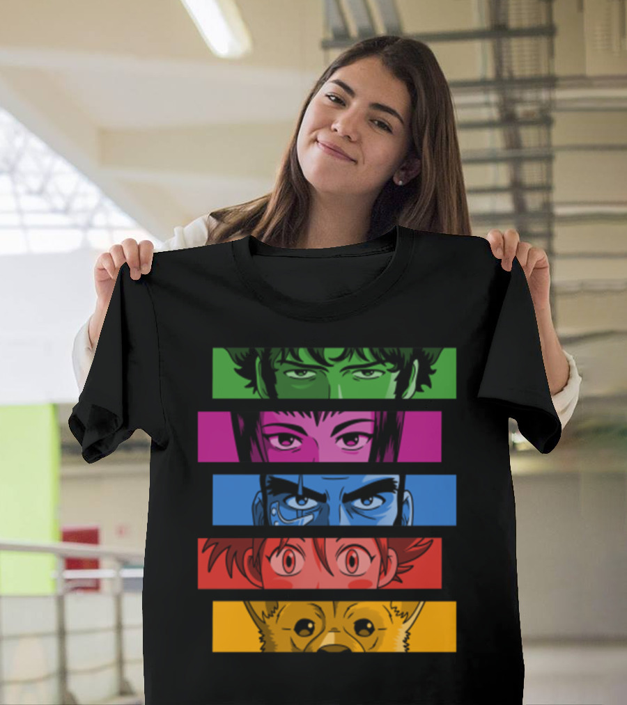 Cowboy Bebop Character Eyes Colorful Strips T-Shirt