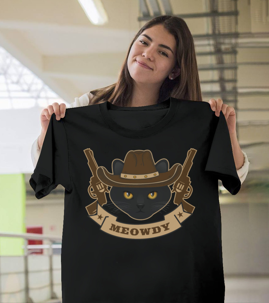 Meowdy Cowboy Cat Texas Pistols T-Shirt