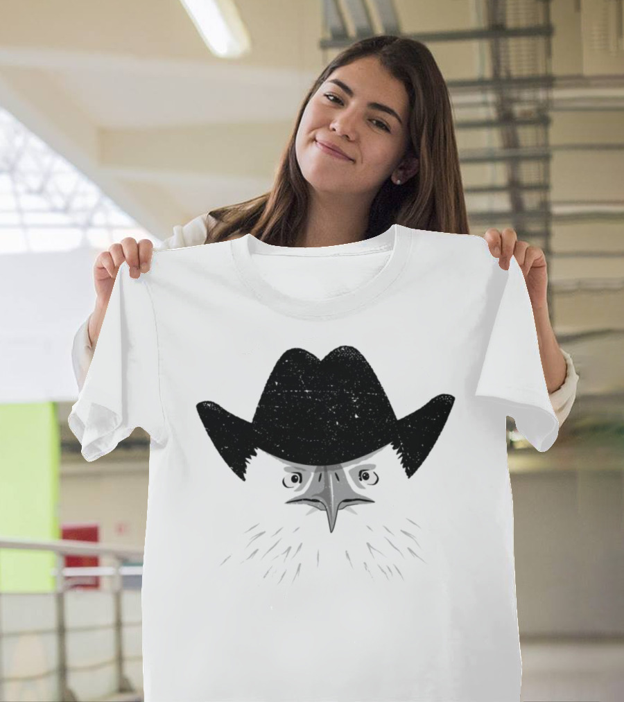 Eagle Wearing Cowboy Hat Hipster T-Shirt