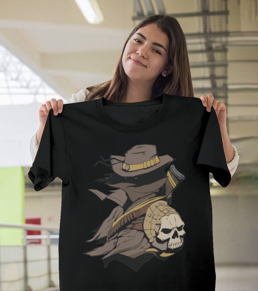Halloween Cowboy Skull Western Gunslinger Phantom T-Shirt
