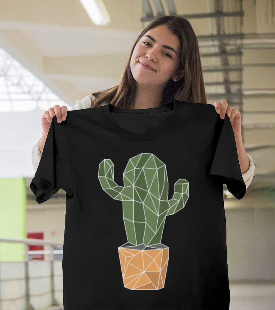 Trending Funny Cactus Low Poly Aesthetic Geometric T-Shirt