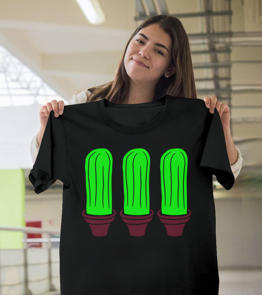 3 Small Cactus Flowerpot Sweet Green T-Shirt