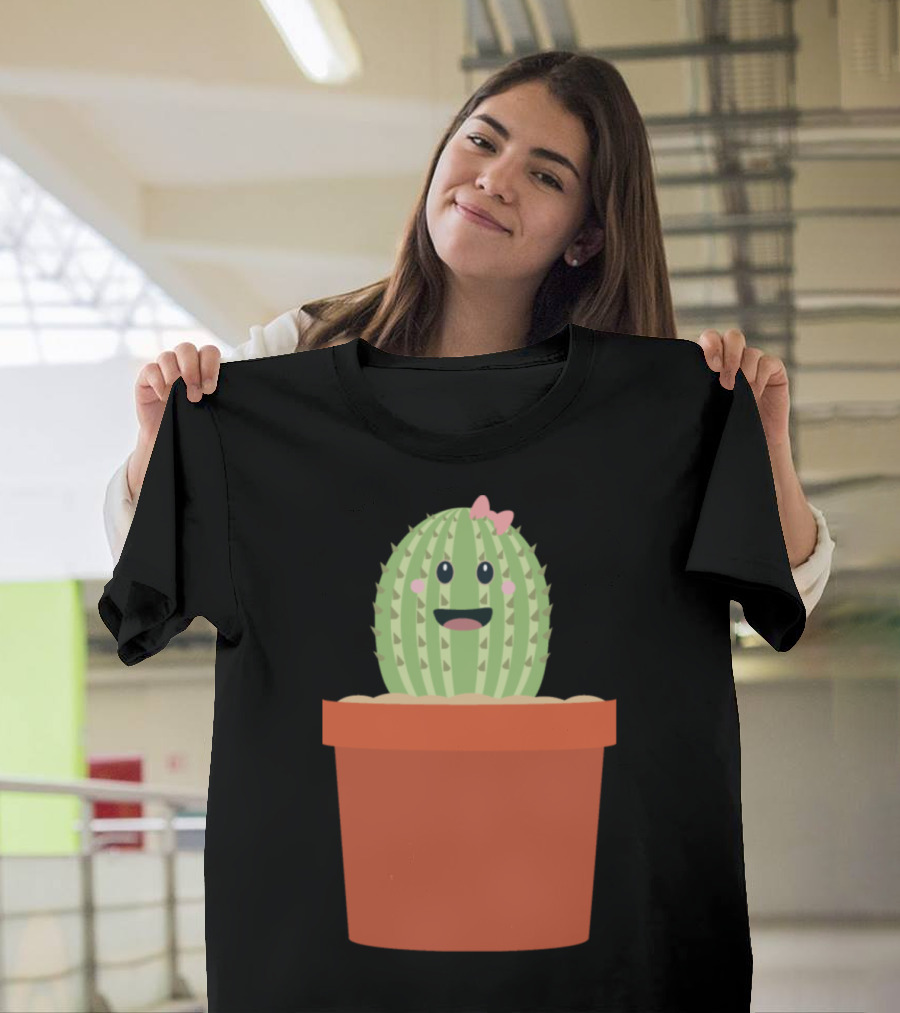 Baby Cactus Cute Smiling Kawaii Face in Flower Pot T-Shirt