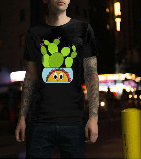 Beavertail Cacti In A Happy Smiling Sunflower Pot T-Shirt